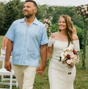 Sobrino Mens Sz M Light Blue Short Sleeve Button Down Cuban Shirt Embroidered